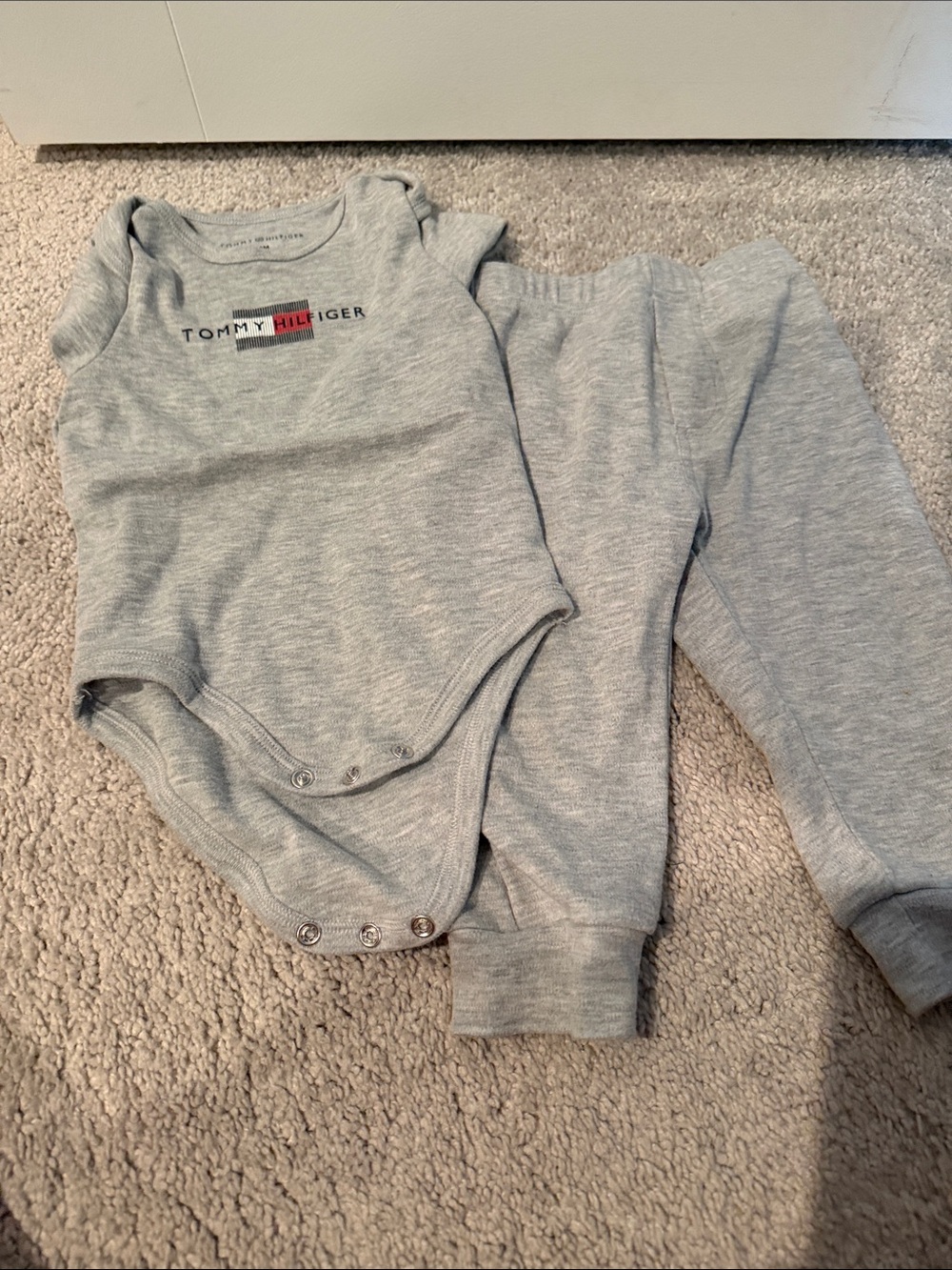 Tommy Hilfiger Light Grey Baby Bodysuit & Pants Set